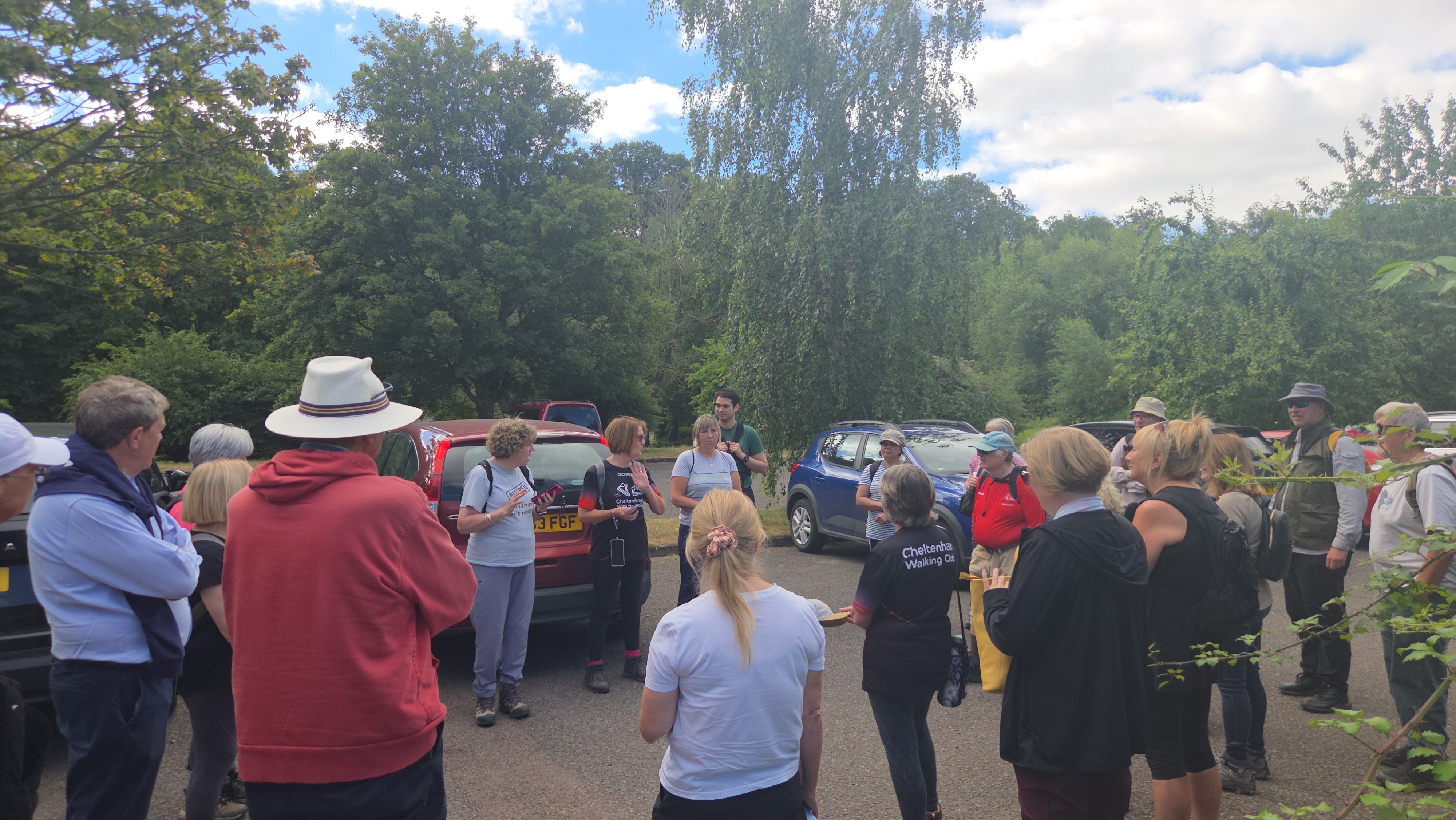 Cheltenham Walking Club members gathering for a walk briefing